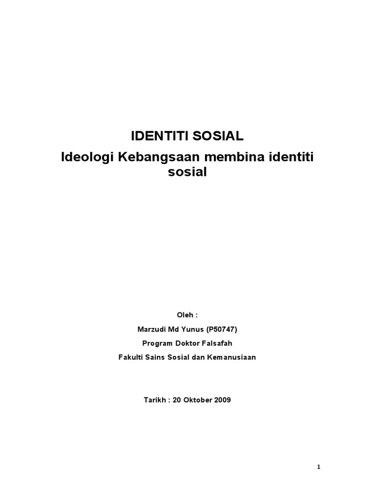 Maksud dan Teori Identiti Sosial | PDF