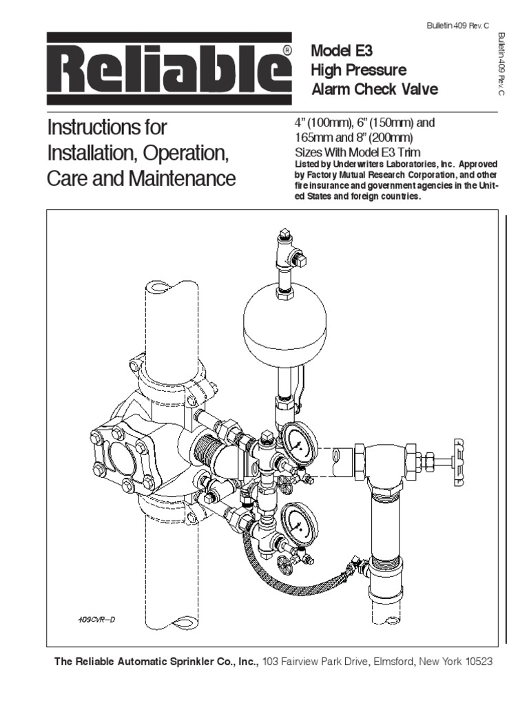 409 Model E3 High Pressure Alarm Valve | PDF | Fire Sprinkler System ...