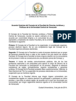 Acuerdo Unánime del Consejo de la Facultad de Ciencias Jurídicas y Políticas de la Universidad Central de Venezuela