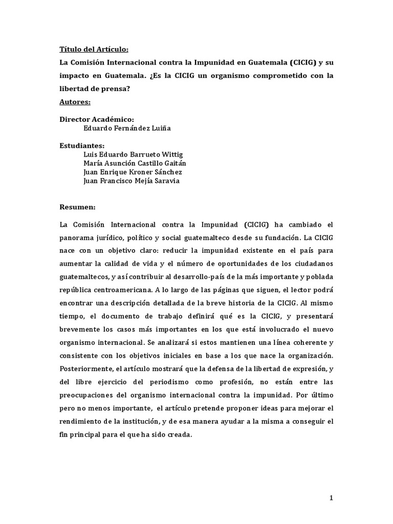 Impacto de la CICIG en Guatemala | PDF | Guatemala | Estado (política)
