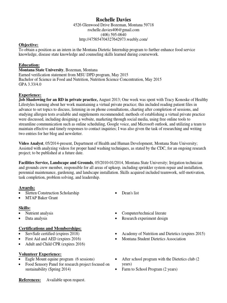 RD Professional Resume Redrafted | PDF | Dietitian | Wellness