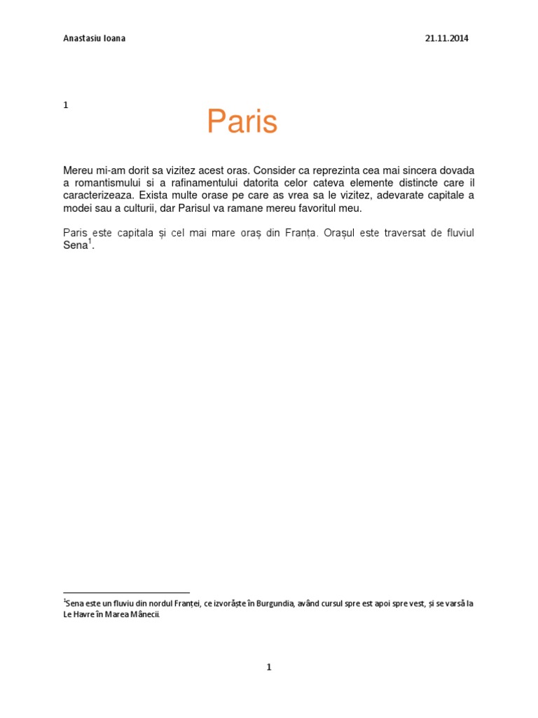Paris Proiect Word | PDF