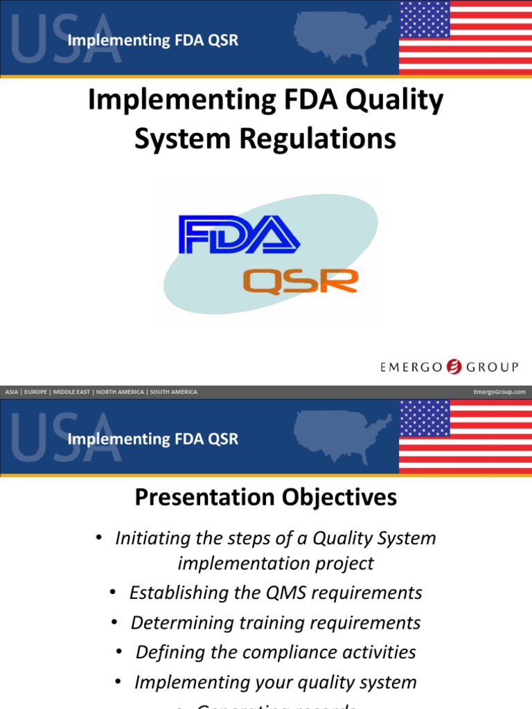 Implementation of FDA Regulations Quality Management System