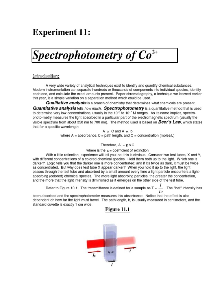 Spectrophotometry Experiment Spectrophotometry Absorbance