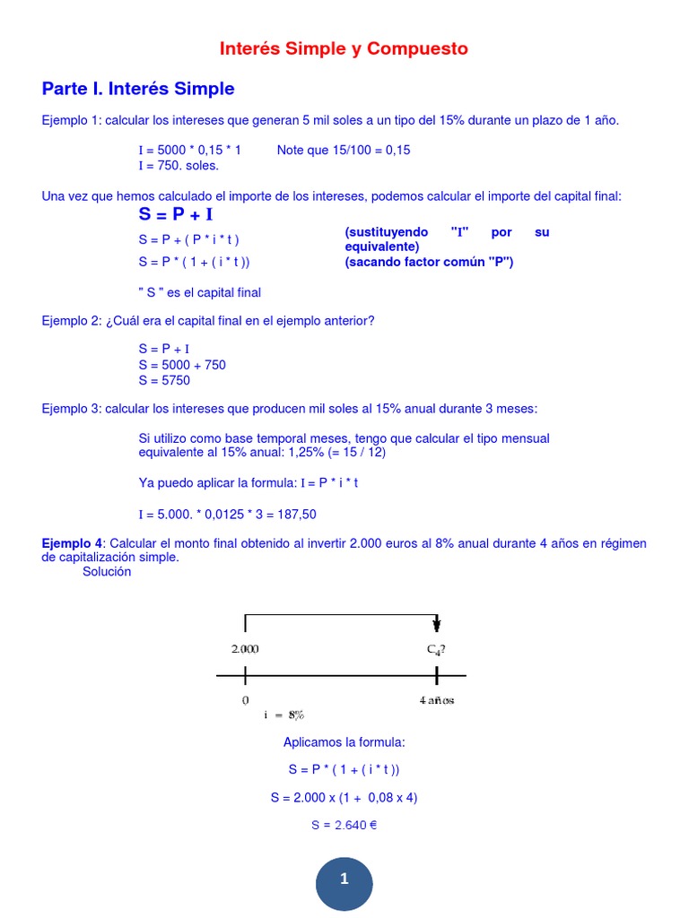 Interés Simple y Compuesto: Ejemplos Prácticos | PDF | Economias | Dinero