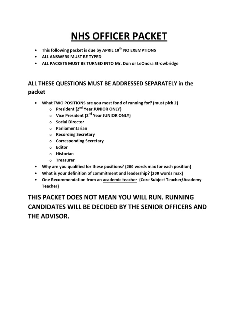 NHS Officer Application Guide | PDF | Sports & Recreation | Language ...