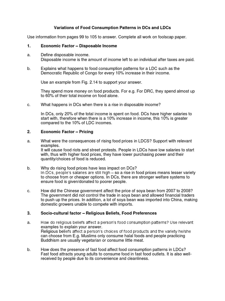 Food Consumption Patterns in DCs and LDCs | PDF | Foodborne Illness ...