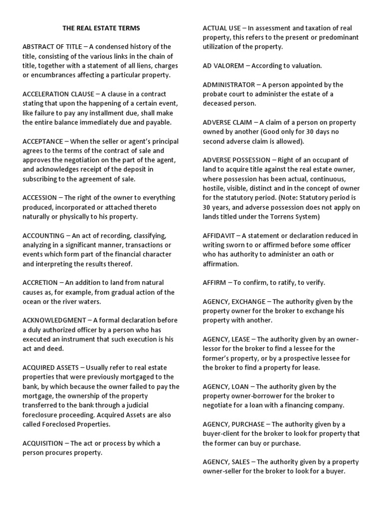 The Real Estate Terms Mortgage Law Assignment (Law)