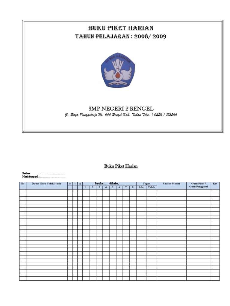 contoh Buku Piket Harian