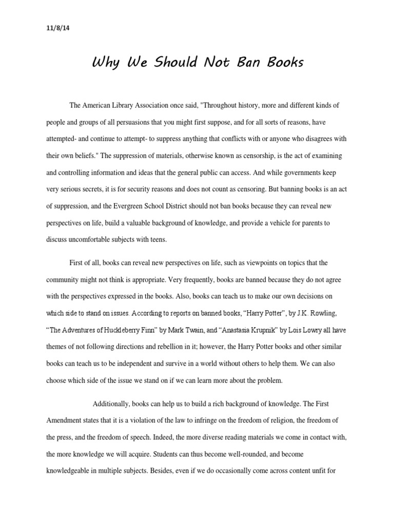 argumentative essay about banned books