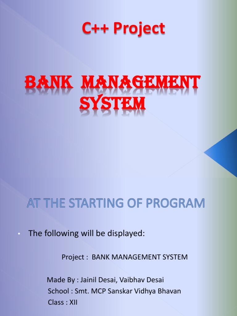 C++ Bank Management System Project | PDF | User (Computing) | Deposit ...