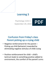 Learning 3: Psychology 1101-C September 29, 2014