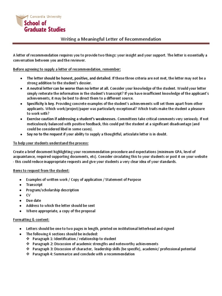 Writing Effective Recommendation Letters | PDF | Students | Doctor Of ...