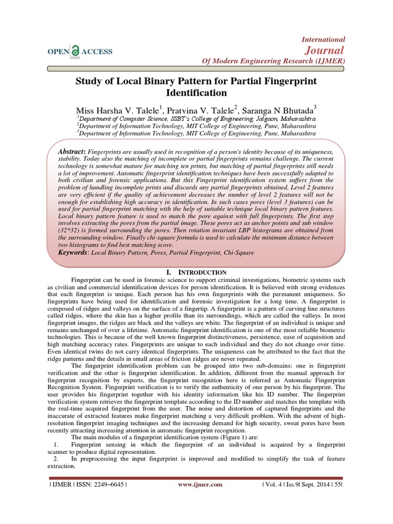 Local Binary Pattern for Fingerprint ID | PDF | Image Segmentation ...