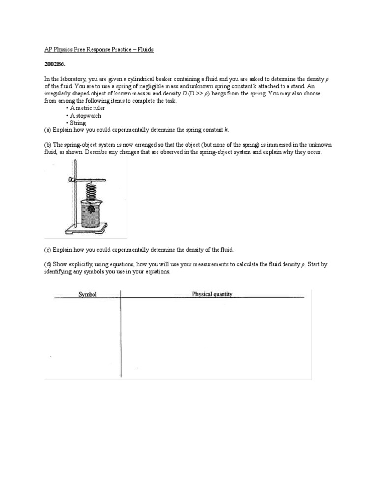 AP Physics Fluids Practice Problems | PDF | Pressure | Lift (Force)