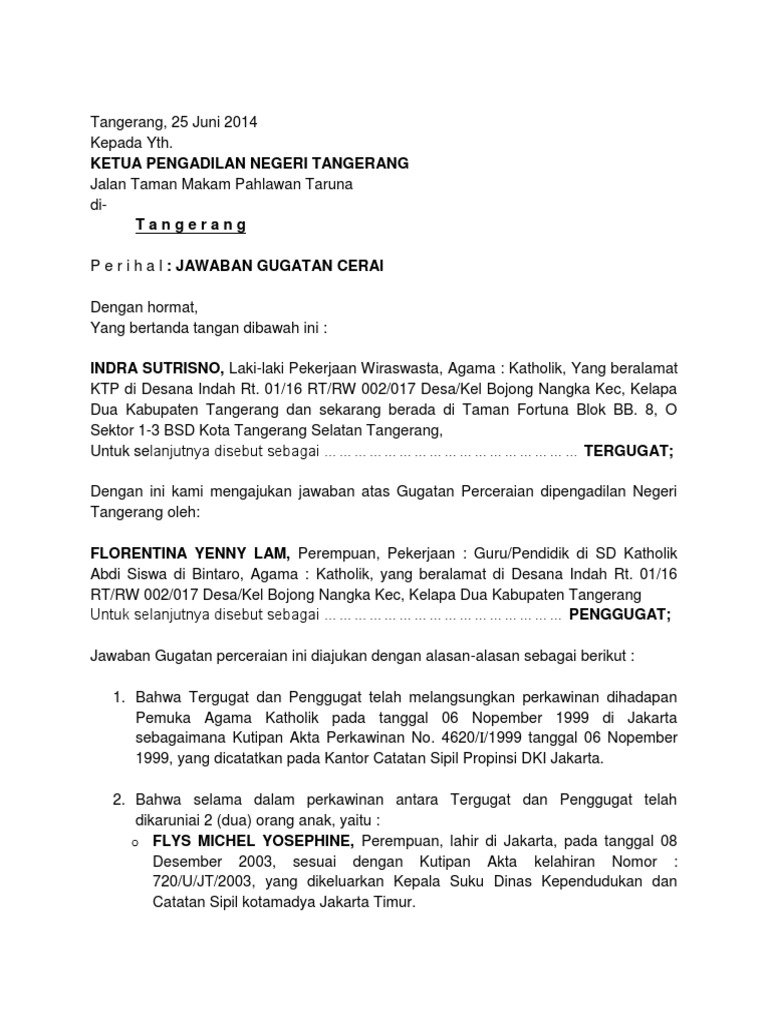 Contoh Cara Membuat Surat Pernyataan Cerai