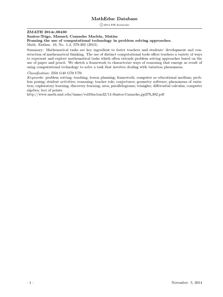 Computational Tools in Math Problem Solving | PDF