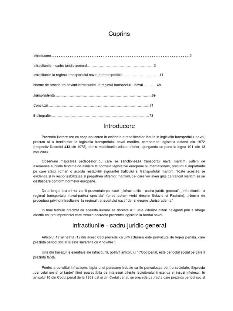 Infractiuni in Legislatia Marina Romina | PDF