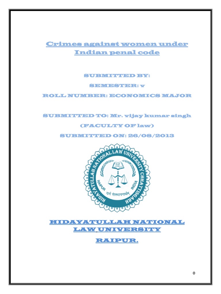 Crimes Against Women Under Indian Penal Code PDF Violence Rape