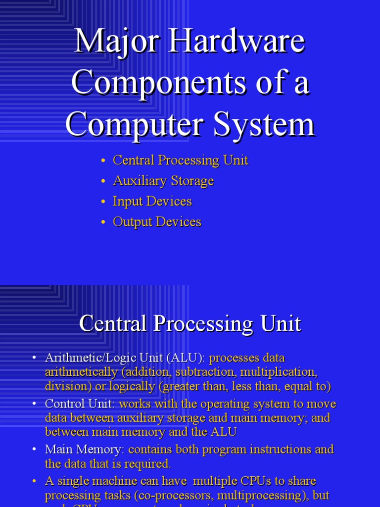 Major Hardware Components of A Computer System PDF