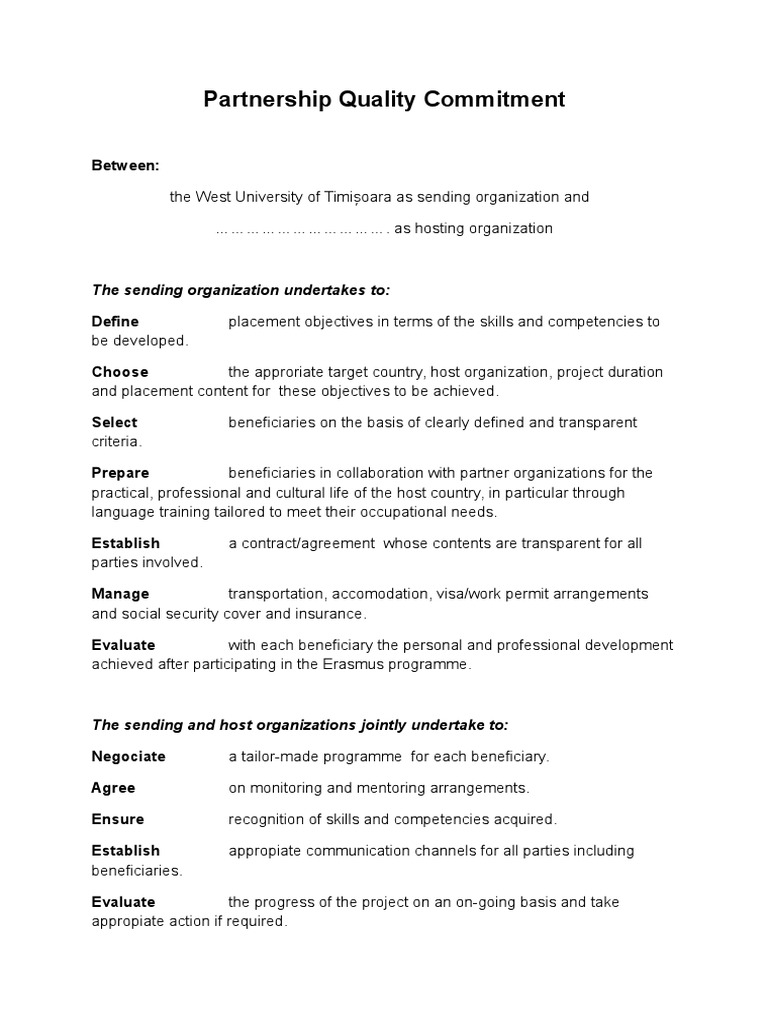 Erasmus Partnership Quality Commitment | PDF