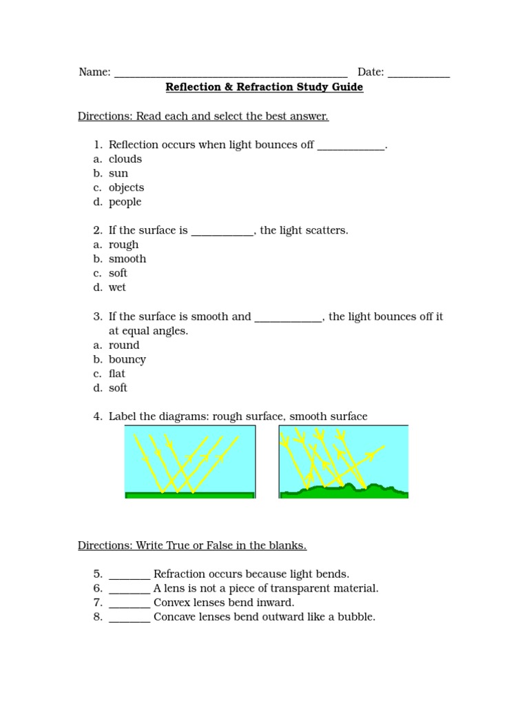 Reflection and Refraction Test | PDF | Teaching Methods & Materials ...