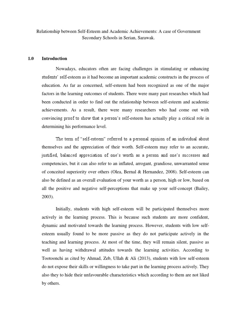 Relationship Between Self | PDF | Self Esteem | Action (Philosophy)