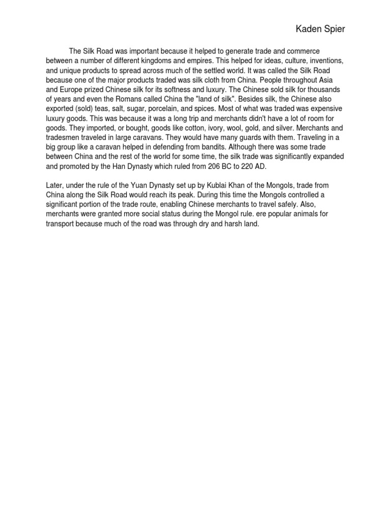 Importance of the Silk Road Trade | PDF | History