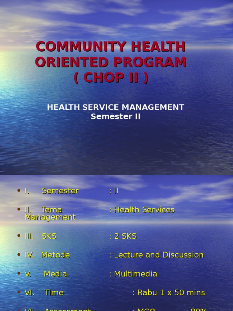 Program Kesehatan Masyarakat CHOP II | PDF | Karier & Perkembangan