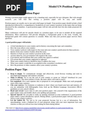 Model Un Position Paper Sample - sharedoc