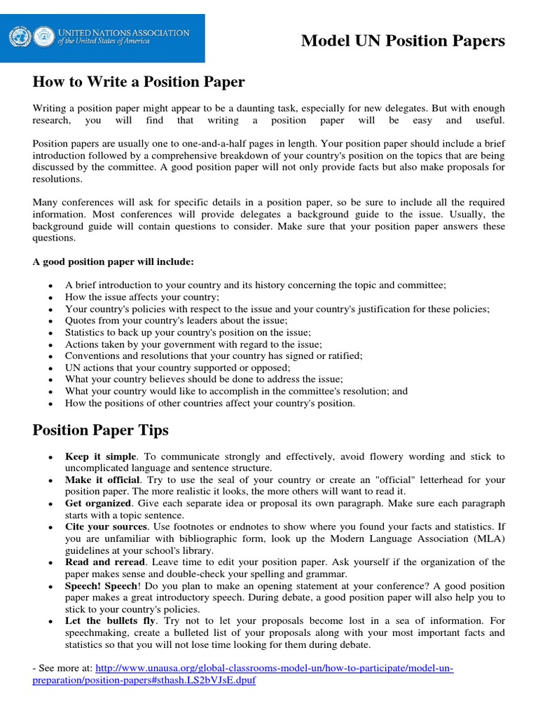 How To Write A Position Paper  PDF  United Nations Security