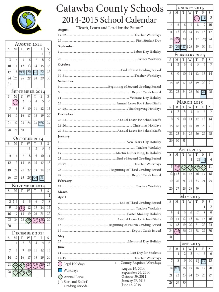 Catawba County Schools 2014-2015 Calendar | PDF