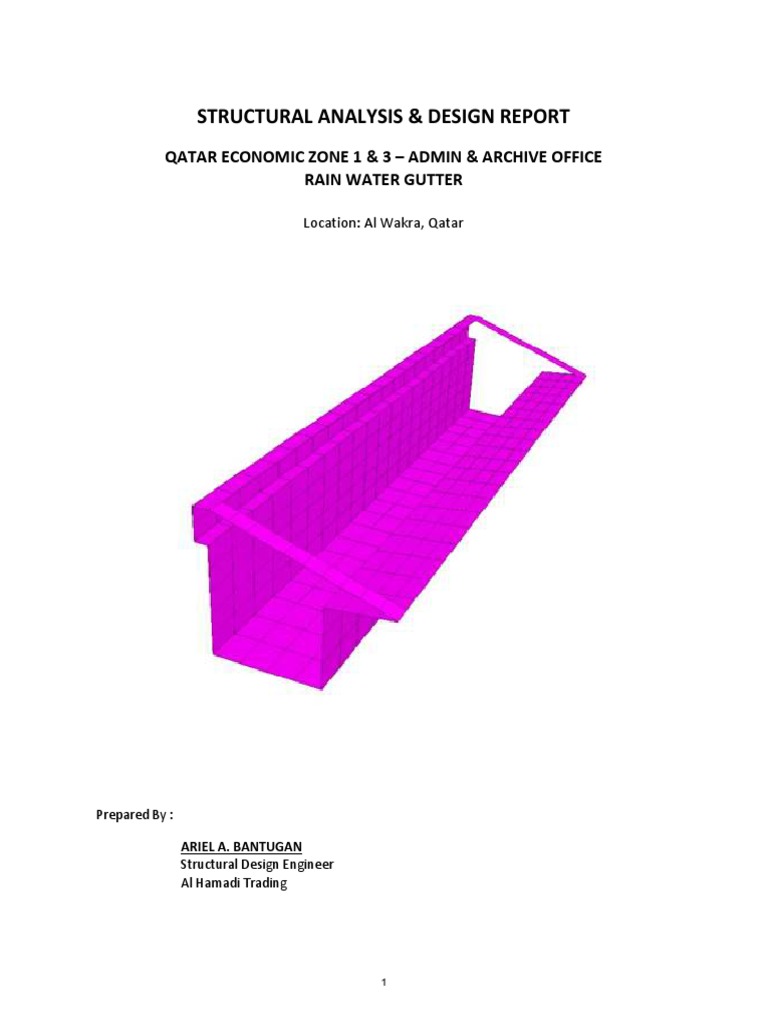 Structural Analysis & Design Report - Gutter | PDF