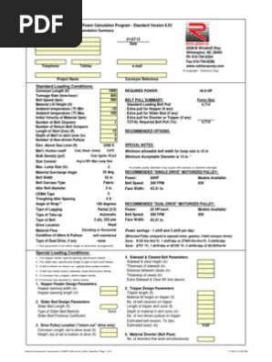 149290280 Conveyor Tension And Trajectory Calculation Xls Belt