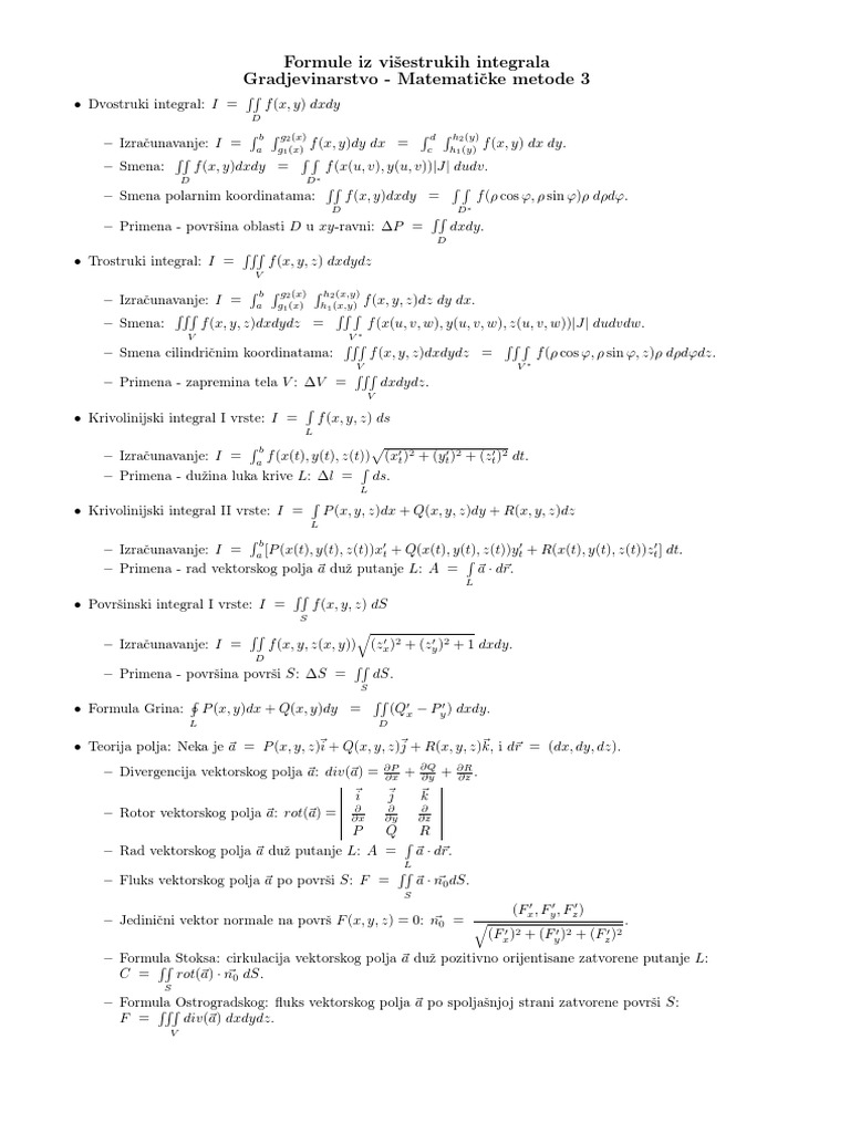 Formule Integrali Pdf
