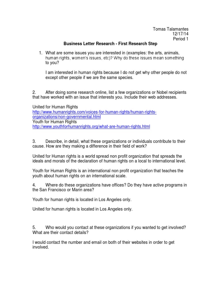Business Letter Research - First Research Step | PDF