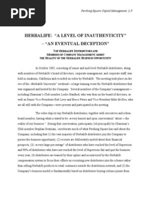 Herbalife-A Level of Inauthenticity-Pershing Sq.-12!17!14
