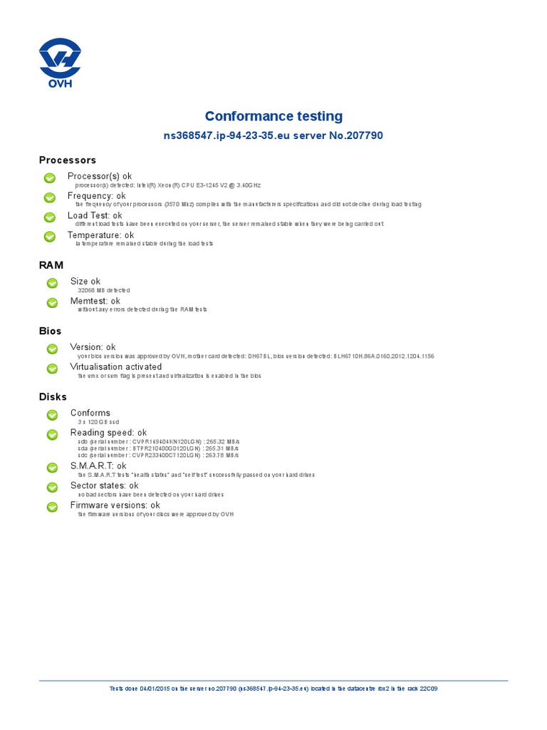 Server 207790 Performance Test Results | PDF