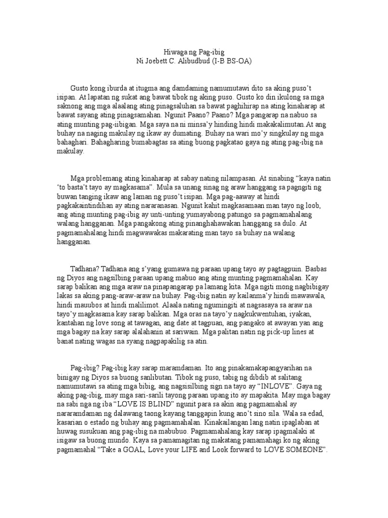 talumpati tungkol sa pag ibig