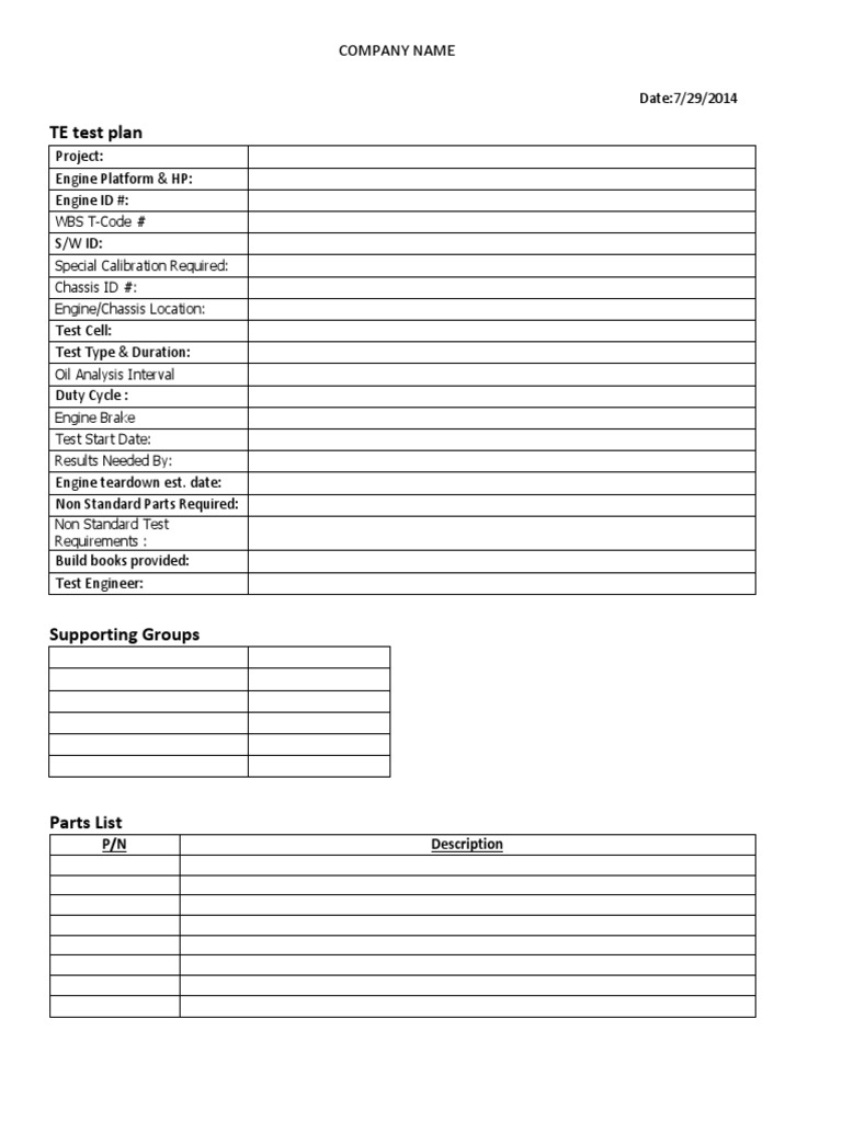 Engine Test Plan and Requirements Guide | PDF