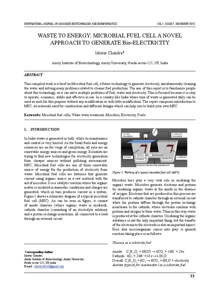Microbial Fuel Cell A Novel PDF | PDF