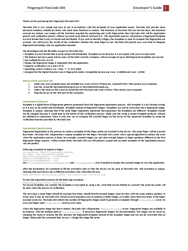 Fingerspot FlexCode SDK Developer Guide | PDF | Windows Registry | Ibm ...