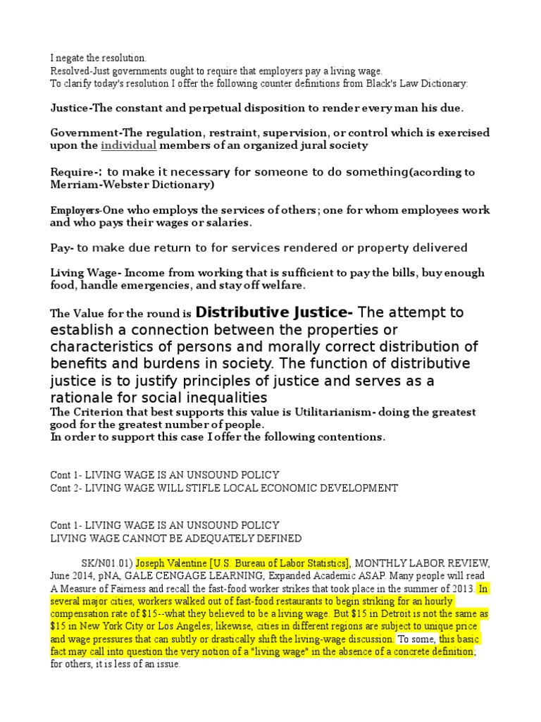 Negative Case For Living Wage Living Wage Employment
