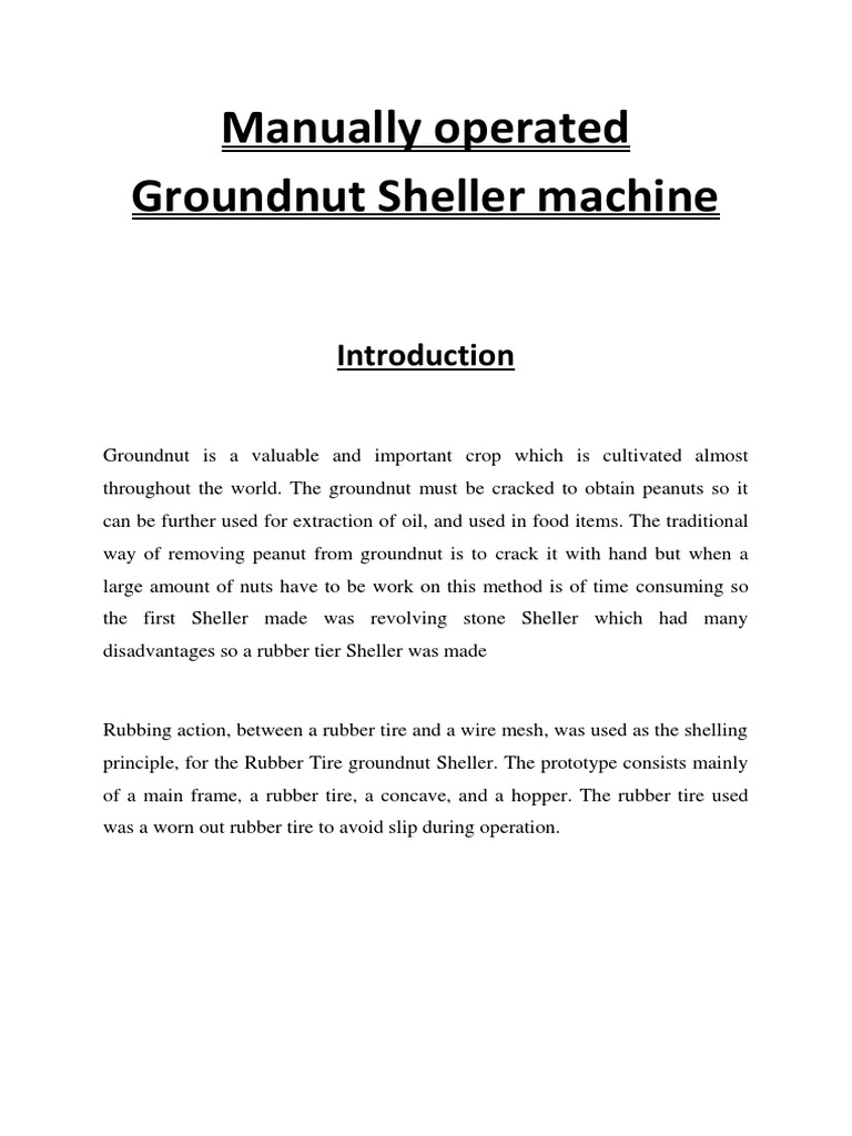 Manual Groundnut Sheller Design | PDF | Peanuts | Tire