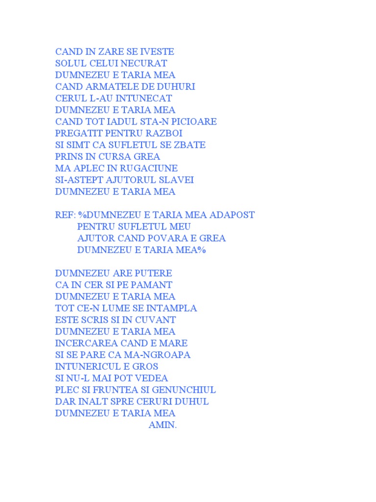 Dumnezeu E Taria Mea