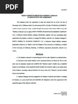 Cal-Oregon Levi's Stadium Contract