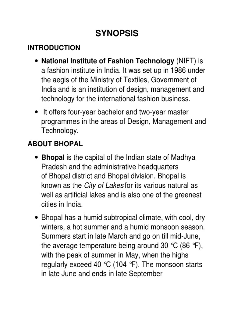 Synopsis format example image