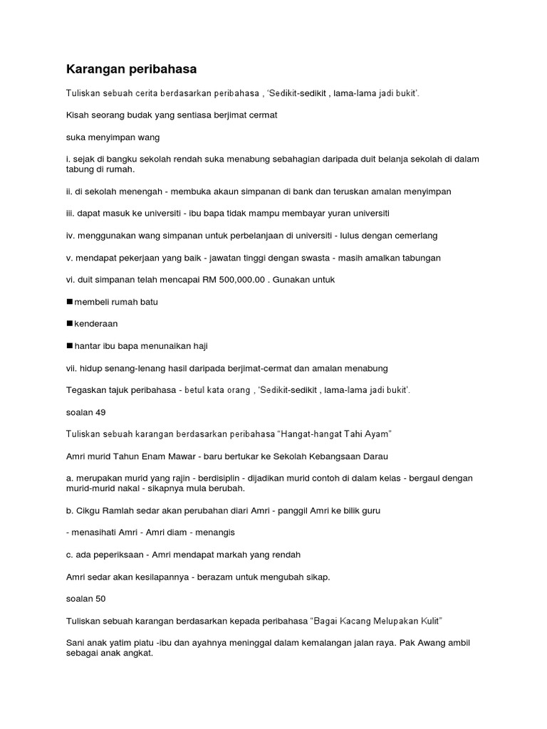 Karangan Peribahasa Pdf