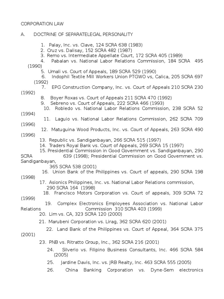 Corporate Law Case Compendium | PDF | Science & Mathematics