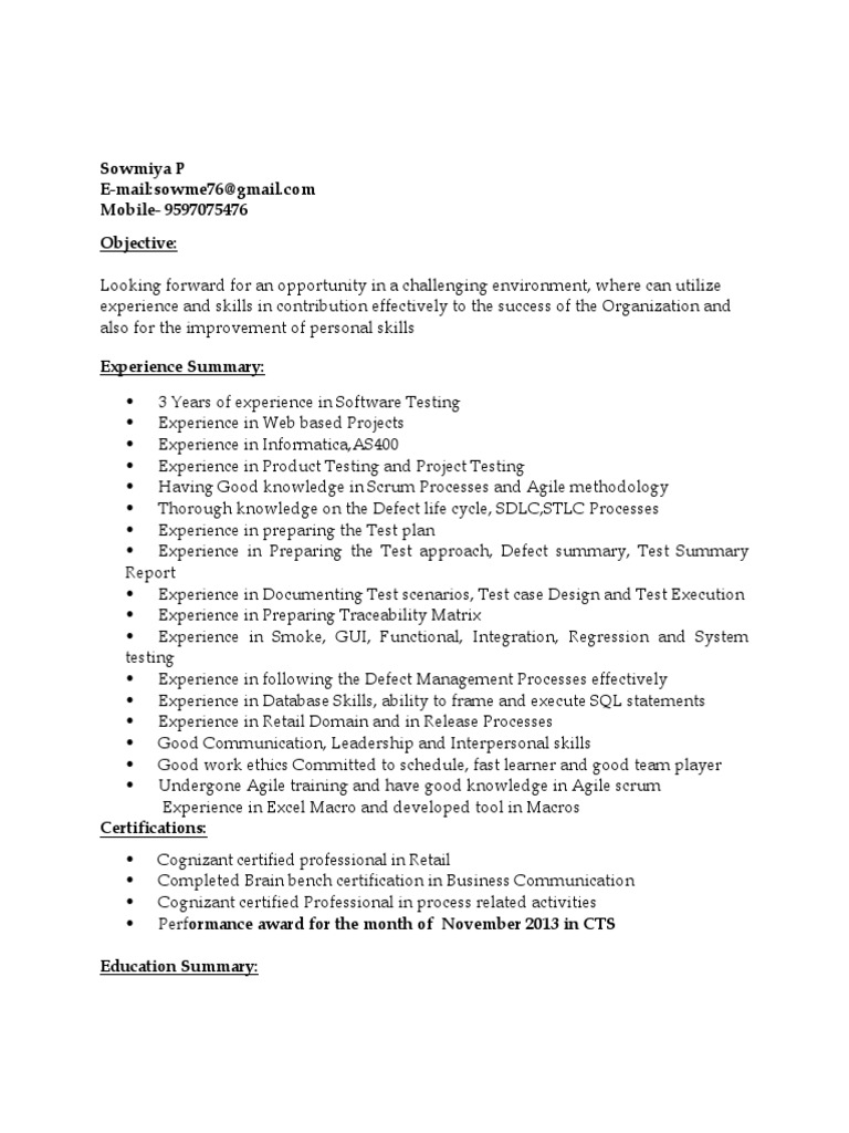 Software Testing Professional Resume | PDF | Agile Software Development ...